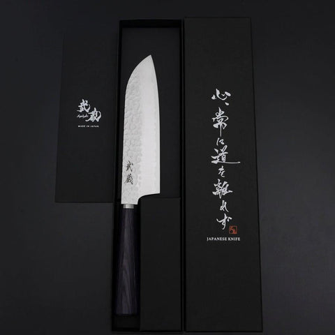 Santoku VG-10 Tsuchime Oval Purple Handle 165mm-[Musashi]-[Japanese-Kitchen-Knives]