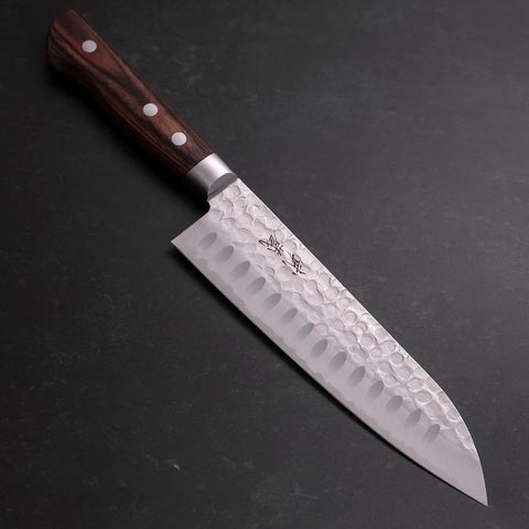 Santoku VG-10 Tsuchime Western Mahogany Handle 175mm-[Musashi]-[Japanese-Kitchen-Knives]