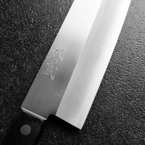 Santoku VG-5 Polished Western Black Handle 170mm (Tsuba Nashi)-[Musashi]-[Japanese-Kitchen-Knives]