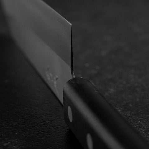 Santoku VG-5 Polished Western Black Handle 170mm (Tsuba Nashi)-[Musashi]-[Japanese-Kitchen-Knives]