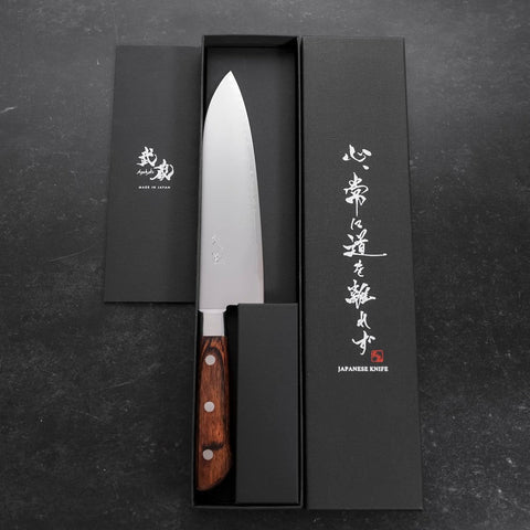 Santoku VG-5 Polished Western Mahogany Handle 180mm-[Musashi]-[Japanese-Kitchen-Knives]