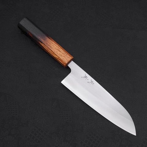 Santoku White Steel #1 Polished Yaki Urushi Handle 165mm (6.5”)-[Musashi]-[Japanese-Kitchen-Knives]