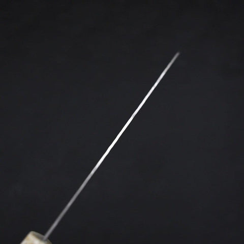 Santoku White Steel #1 Stainless Clad Tsuchime Ocean White Blue Handle 165mm (6.5”)-[Musashi]-[Japanese-Kitchen-Knives]
