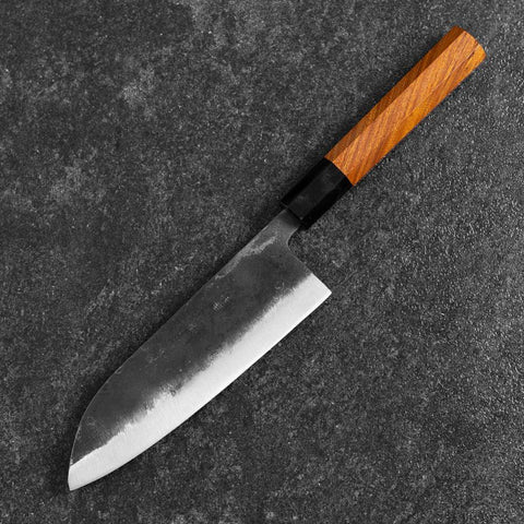 Santoku White Steel #2 Kurouchi Buffalo Bubinga Handle 165mm (6.5”)-[Musashi]-[Japanese-Kitchen-Knives]