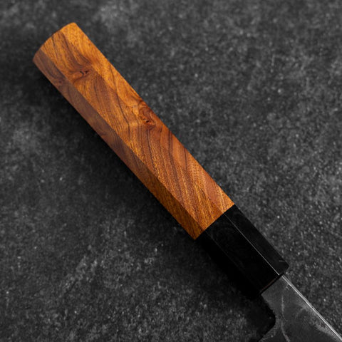 Santoku White Steel #2 Kurouchi Buffalo Bubinga Handle 165mm (6.5”)-[Musashi]-[Japanese-Kitchen-Knives]