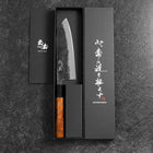 Santoku White Steel #2 Kurouchi Buffalo Bubinga Handle 165mm-[Musashi]-[Japanese-Kitchen-Knives]