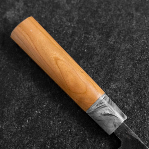 Santoku White Steel #2 Kurouchi Cherry Handle 165mm (6.5”)-[Musashi]-[Japanese-Kitchen-Knives]