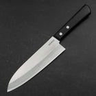 Santoku White Steel #2 Stainless Clad Polished Western Black Handle 170mm-[Musashi]-[Japanese-Kitchen-Knives]