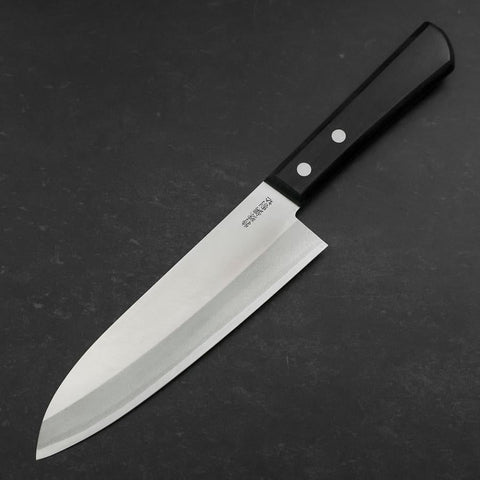 Santoku White Steel #2 Stainless Clad Polished Western Black Handle 170mm-[Musashi]-[Japanese-Kitchen-Knives]