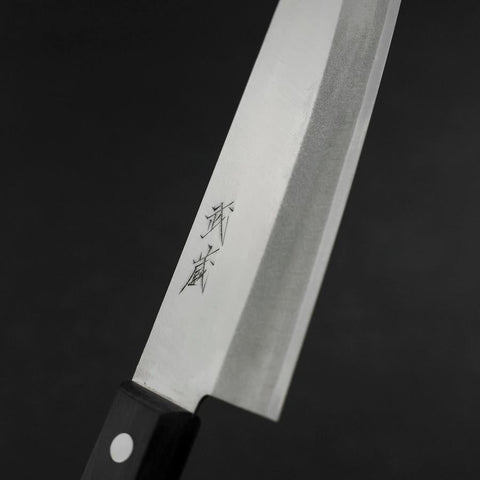 Santoku White Steel #2 Stainless Clad Polished Western Black Handle 170mm-[Musashi]-[Japanese-Kitchen-Knives]