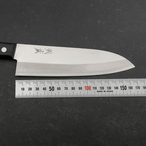 Santoku White Steel #2 Stainless Clad Polished Western Black Handle 170mm-[Musashi]-[Japanese-Kitchen-Knives]