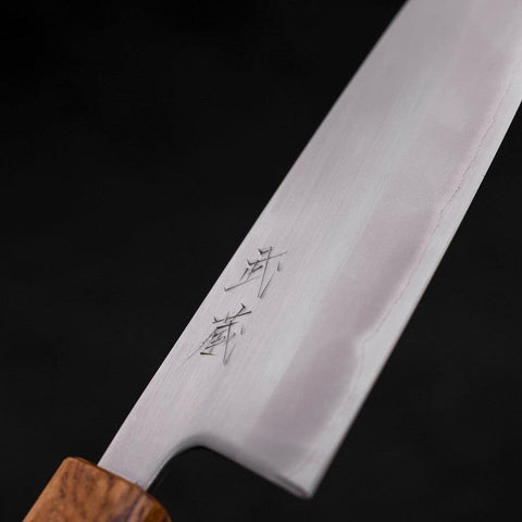 Santoku White Steel #1 Polished Oak Handle 165mm-[Musashi]-[Japanese-Kitchen-Knives]