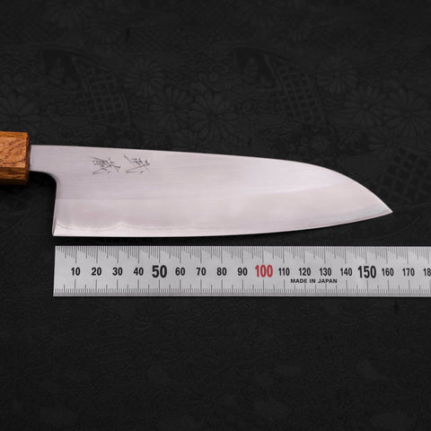 Santoku White Steel #1 Polished Oak Handle 165mm-[Musashi]-[Japanese-Kitchen-Knives]
