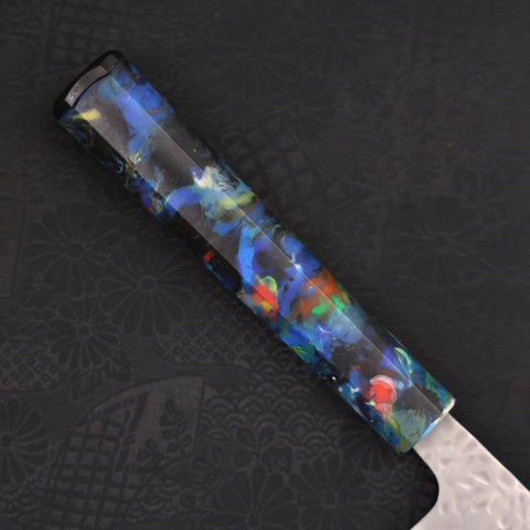 Santoku White Steel #1 Stainless Clad Tsuchime Ocean Fireworks Handle 165mm-[Musashi]-[Japanese-Kitchen-Knives]