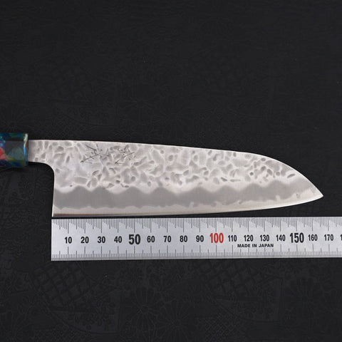 Santoku White Steel #1 Stainless Clad Tsuchime Ocean Fireworks Handle 165mm-[Musashi]-[Japanese-Kitchen-Knives]