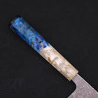 Santoku White Steel #1 Stainless Clad Tsuchime Ocean White Blue Handle 165mm-[Musashi]-[Japanese-Kitchen-Knives]