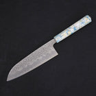 Santoku White Steel #1 Stainless Clad Tsuchime Ocean White Mix Handle 165mm-[Musashi]-[Japanese-Kitchen-Knives]