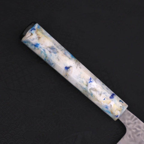 Santoku White Steel #1 Stainless Clad Tsuchime Ocean White Mix Handle 165mm-[Musashi]-[Japanese-Kitchen-Knives]