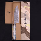 Santoku White Steel #1 Stainless Clad Tsuchime Ocean White Mix Handle 165mm-[Musashi]-[Japanese-Kitchen-Knives]