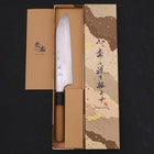 Santoku White Steel #1 Super Polished Buffalo Magnolia Handle 180mm-[Musashi]-[Japanese-Kitchen-Knives]