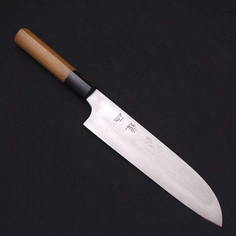 Santoku White Steel #1 Super Polished Buffalo Magnolia Handle 180mm-[Musashi]-[Japanese-Kitchen-Knives]