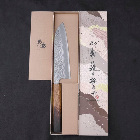 Santoku White Steel #1 Tsuchime Mango Yaki Urushi 165mm