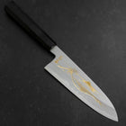Santoku White Steel #2 Kasumi Chokin Nami Fuji Buffalo Ebony Handle 180mm-[Musashi]-[Japanese-Kitchen-Knives]