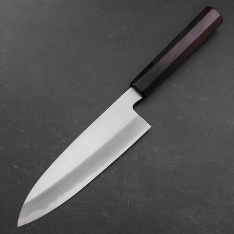 Santoku White Steel #2 Kasumi Chokin Sakura Fuji Mango de Ébano con Cuerno de Búfalo 180 mm