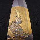 Santoku White Steel #2 Kasumi Chokin Samurai Full Moon Buffalo Ebony Handle 180mm-[Musashi]-[Japanese-Kitchen-Knives]