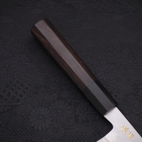Santoku White Steel #2 Kasumi Chokin Samurai Full Moon Buffalo Ebony Handle 180mm-[Musashi]-[Japanese-Kitchen-Knives]