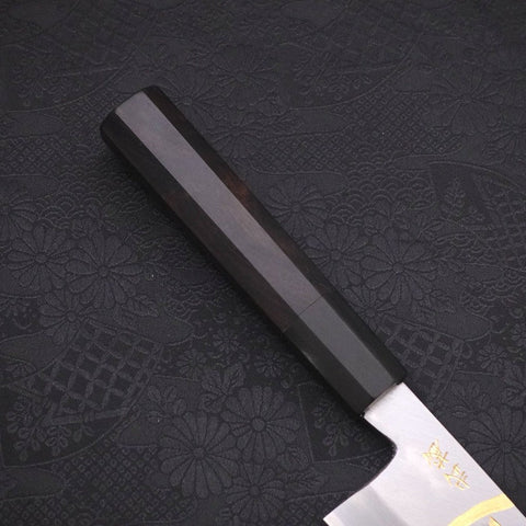 Santoku White Steel #2 Kasumi Chokin Samurai New Moon Buffalo Ebony Handle 180mm-[Musashi]-[Japanese-Kitchen-Knives]