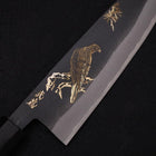 Santoku White Steel #2 Kurouchi Chokin Eagle Buffalo Ebony Handle 170mm-[Musashi]-[Japanese-Kitchen-Knives]