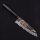 Santoku White Steel #2 Kurouchi Chokin Pagoda Buffalo Ebony Handle 170mm-[Musashi]-[Japanese-Kitchen-Knives]