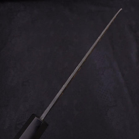 Santoku White Steel #2 Kurouchi Chokin Tiger-Bamboo Buffalo Ebony Handle 170mm-[Musashi]-[Japanese-Kitchen-Knives]