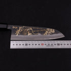 Santoku White Steel #2 Kurouchi Chokin Tiger-Bamboo Buffalo Ebony Handle 170mm-[Musashi]-[Japanese-Kitchen-Knives]