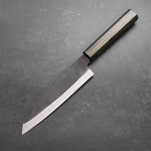 Santoku White Steel #2 Kurouchi Green Urushi Handle 165mm-[Musashi]-[Japanese-Kitchen-Knives]