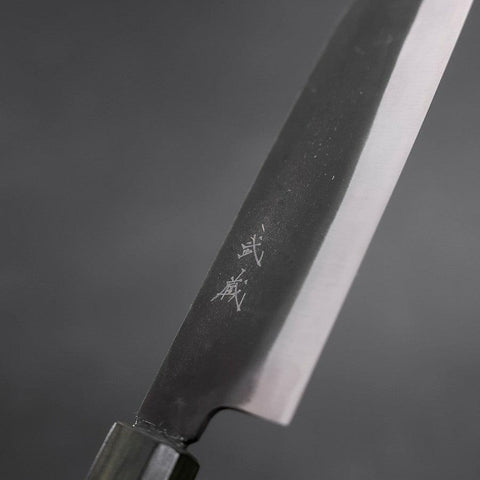 Santoku White Steel #2 Kurouchi Green Urushi Handle 165mm-[Musashi]-[Japanese-Kitchen-Knives]