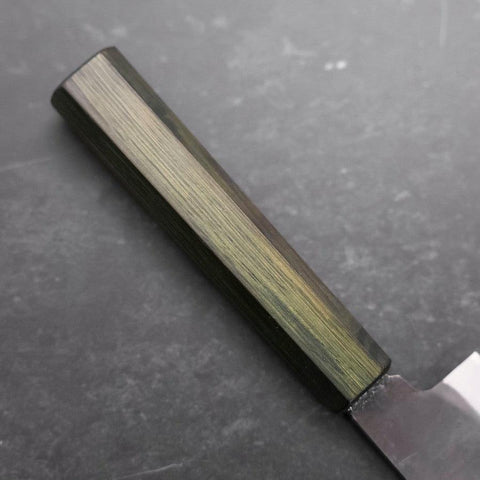Santoku White Steel #2 Kurouchi Green Urushi Handle 165mm-[Musashi]-[Japanese-Kitchen-Knives]