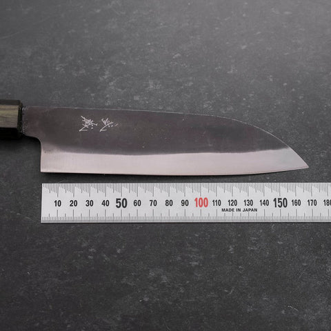 Santoku White Steel #2 Kurouchi Green Urushi Handle 165mm-[Musashi]-[Japanese-Kitchen-Knives]