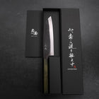 Santoku White Steel #2 Kurouchi Green Urushi Handle 165mm-[Musashi]-[Japanese-Kitchen-Knives]