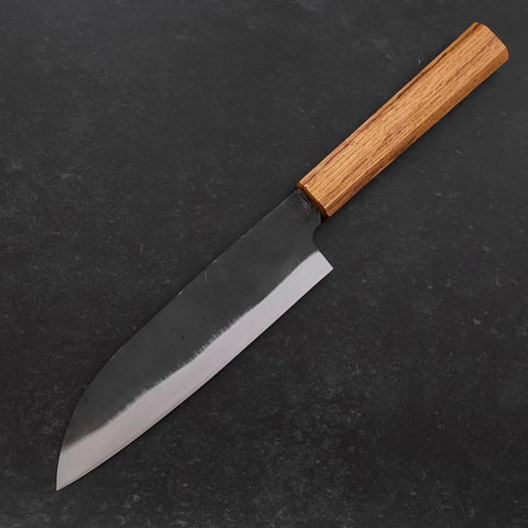 Santoku White Steel #2 Kurouchi Oak Handle 165mm-[Musashi]-[Japanese-Kitchen-Knives]