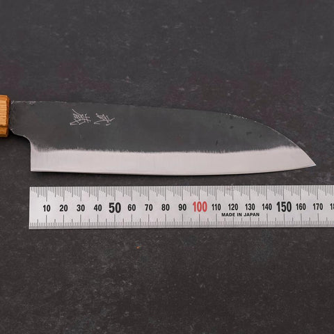 Santoku White Steel #2 Kurouchi Oak Handle 165mm-[Musashi]-[Japanese-Kitchen-Knives]