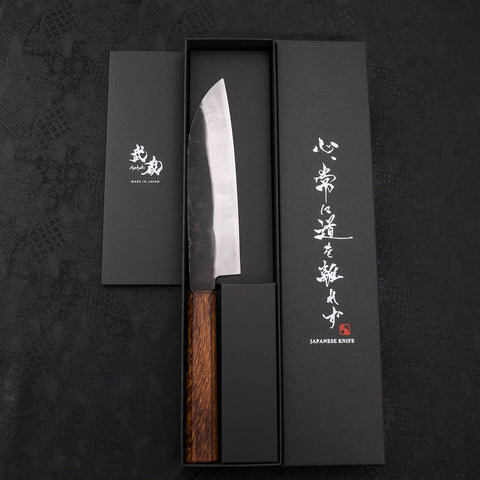 Santoku White Steel #2 Kurouchi Sumi Urushi Handle 165mm-[Musashi]-[Japanese-Kitchen-Knives]