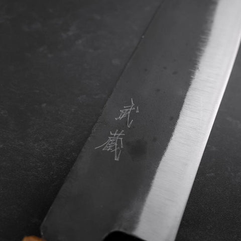 Santoku White Steel #2 Kurouchi Yaki Urushi Handle 165mm-[Musashi]-[Japanese-Kitchen-Knives]