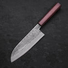 Santoku White Steel #2 Nashiji Stainless Clad Purple Urushi Handle 165mm-[Musashi]-[Japanese-Kitchen-Knives]