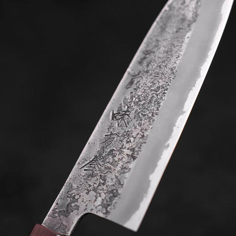 Santoku White Steel #2 Nashiji Stainless Clad Purple Urushi Handle 165mm-[Musashi]-[Japanese-Kitchen-Knives]