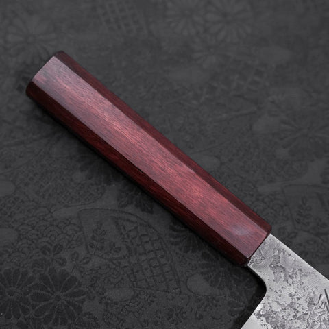 Santoku White Steel #2 Nashiji Stainless Clad Purple Urushi Handle 165mm-[Musashi]-[Japanese-Kitchen-Knives]