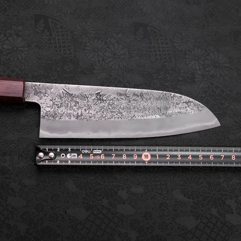 Santoku White Steel #2 Nashiji Stainless Clad Purple Urushi Handle 165mm-[Musashi]-[Japanese-Kitchen-Knives]