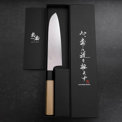 Santoku ZA-18 Damascus Buffalo Magnolia Handle 180mm (7”)