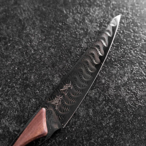 Steak knife VG-10 Mirror Damascus Maple Handle 100mm - Black (3.9”)-[Musashi]-[Japanese-Kitchen-Knives]